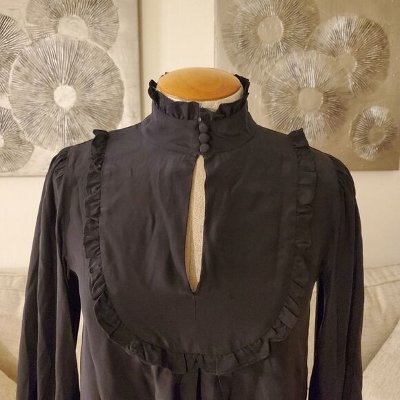 Nanette Lepore Ruffled Silk Blouse in Black - NEW - Picture 3 of 10